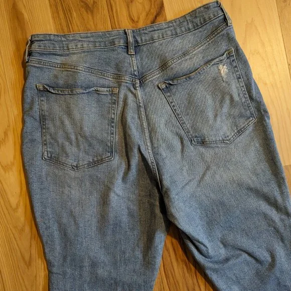 Old Navy High-Rise O.G Straight Leg Ankle Jeans Curvy Distressed Blue, 18 Petite - Picture 9 of 9